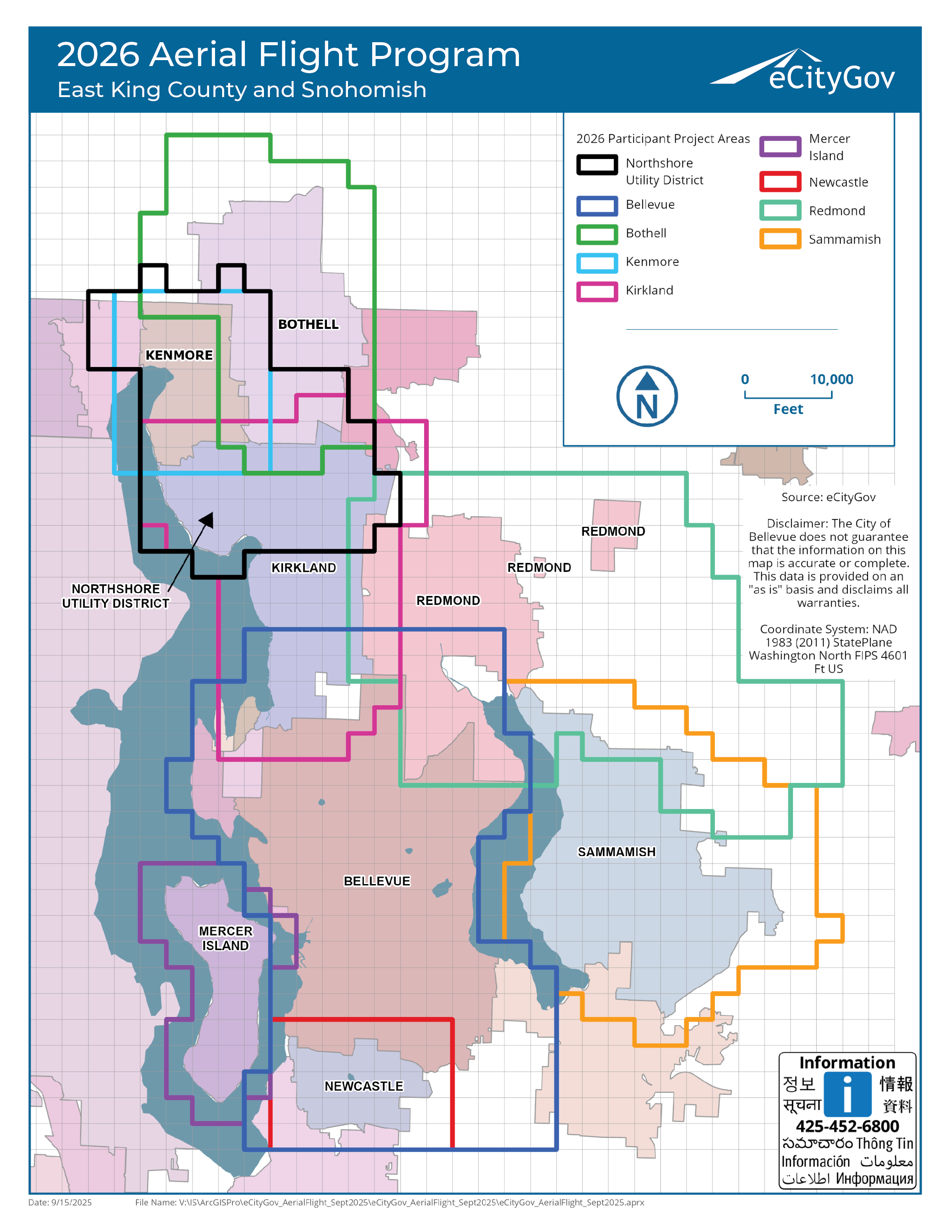 map of 2026 Aerial Flight Program - East King County and Snohomish